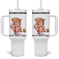 Quiet Quiet Piggy Tumbler With Handle Funny No Kings Pig Political - Wonder Print Shop