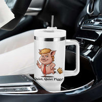 Quiet Quiet Piggy Tumbler With Handle Funny No Kings Pig Political - Wonder Print Shop