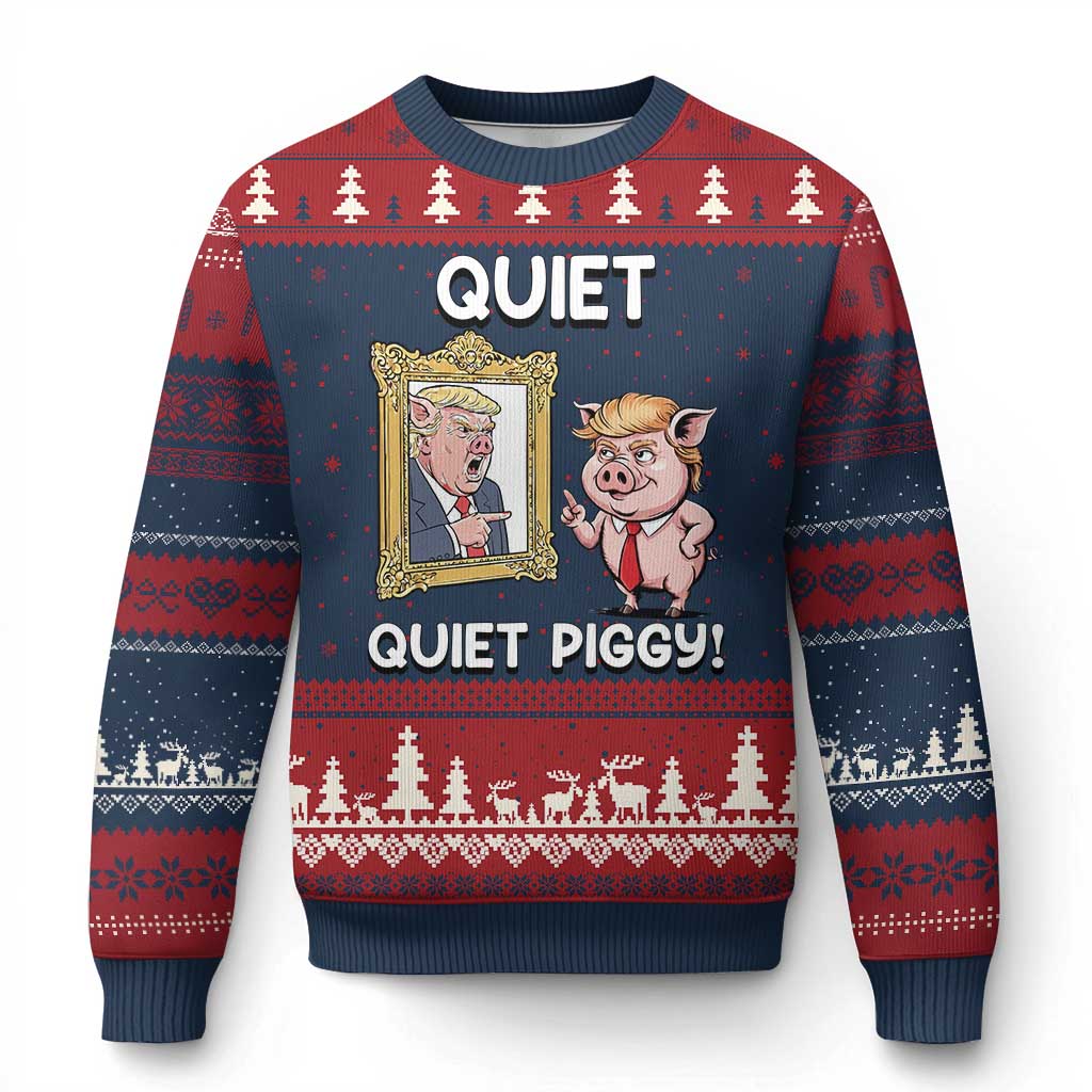 Resistance Movement Quiet Quiet Piggy Ugly Christmas Sweater Funny Pig Political - Wonder Print Shop