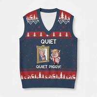 Resistance Movement Quiet Quiet Piggy V-Neck Knit Sweater Vest Funny Pig Political - Wonder Print Shop