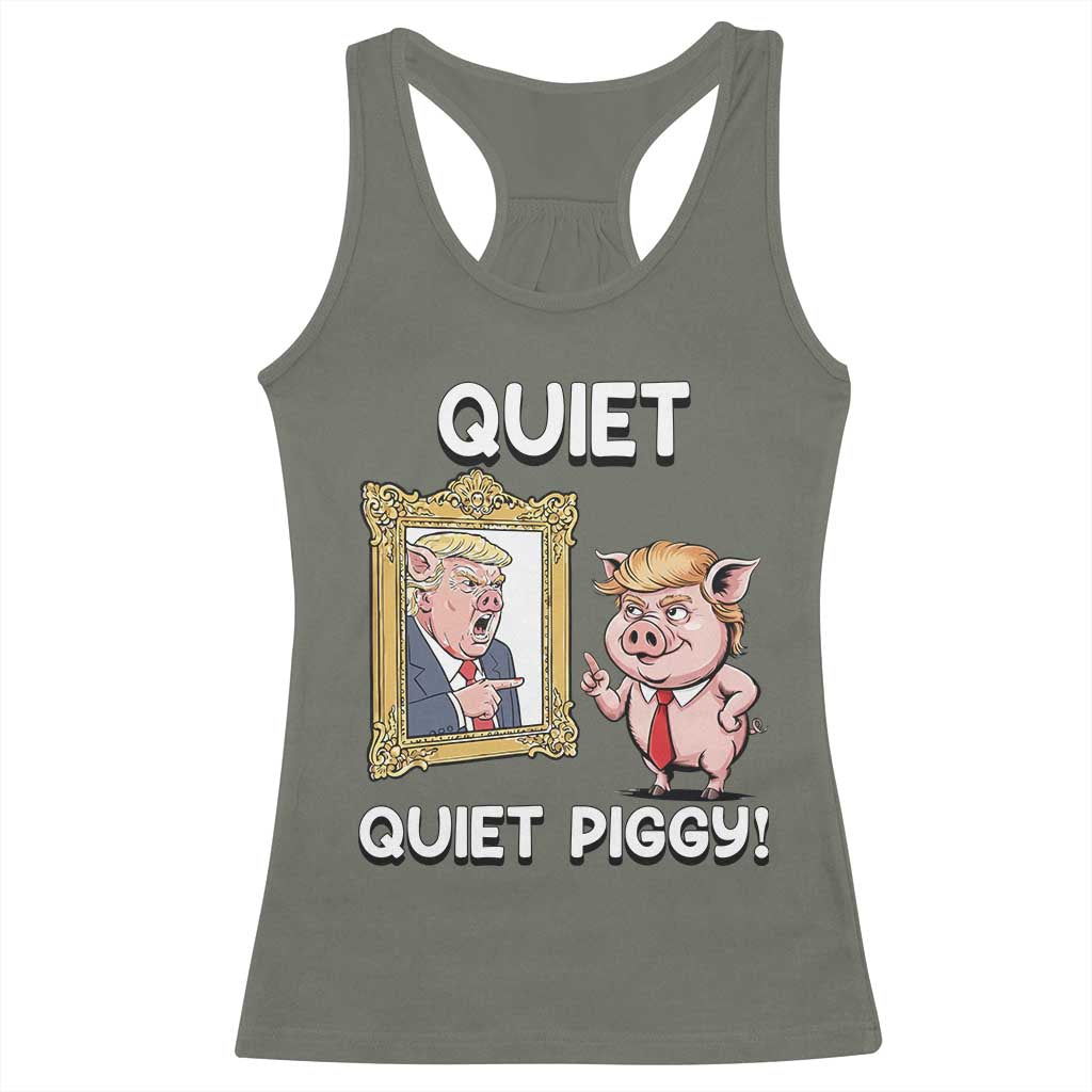 Resistance Movement Quiet Quiet Piggy Racerback Tank Top Funny Pig Political - Wonder Print Shop