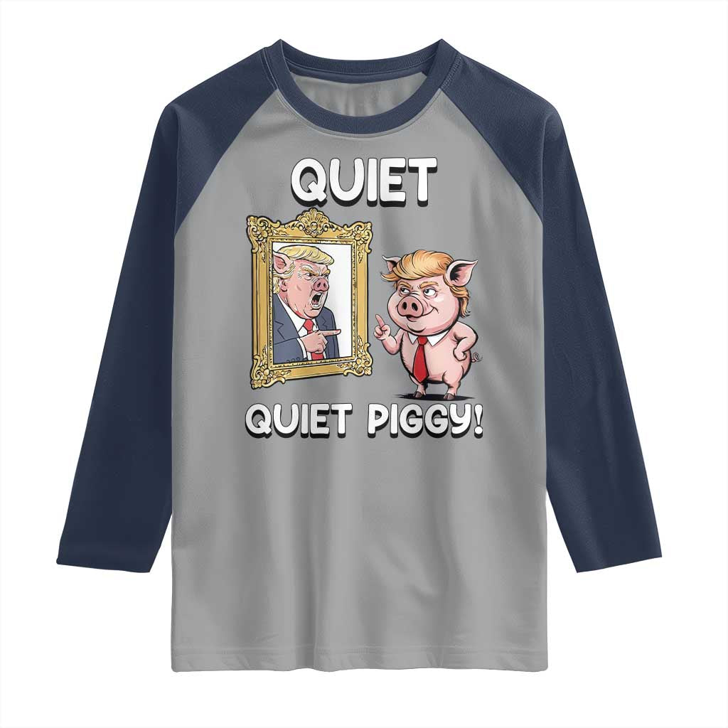 Resistance Movement Quiet Quiet Piggy Raglan Shirt Funny Pig Political - Wonder Print Shop