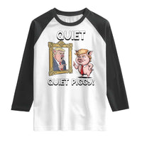 Resistance Movement Quiet Quiet Piggy Raglan Shirt Funny Pig Political - Wonder Print Shop