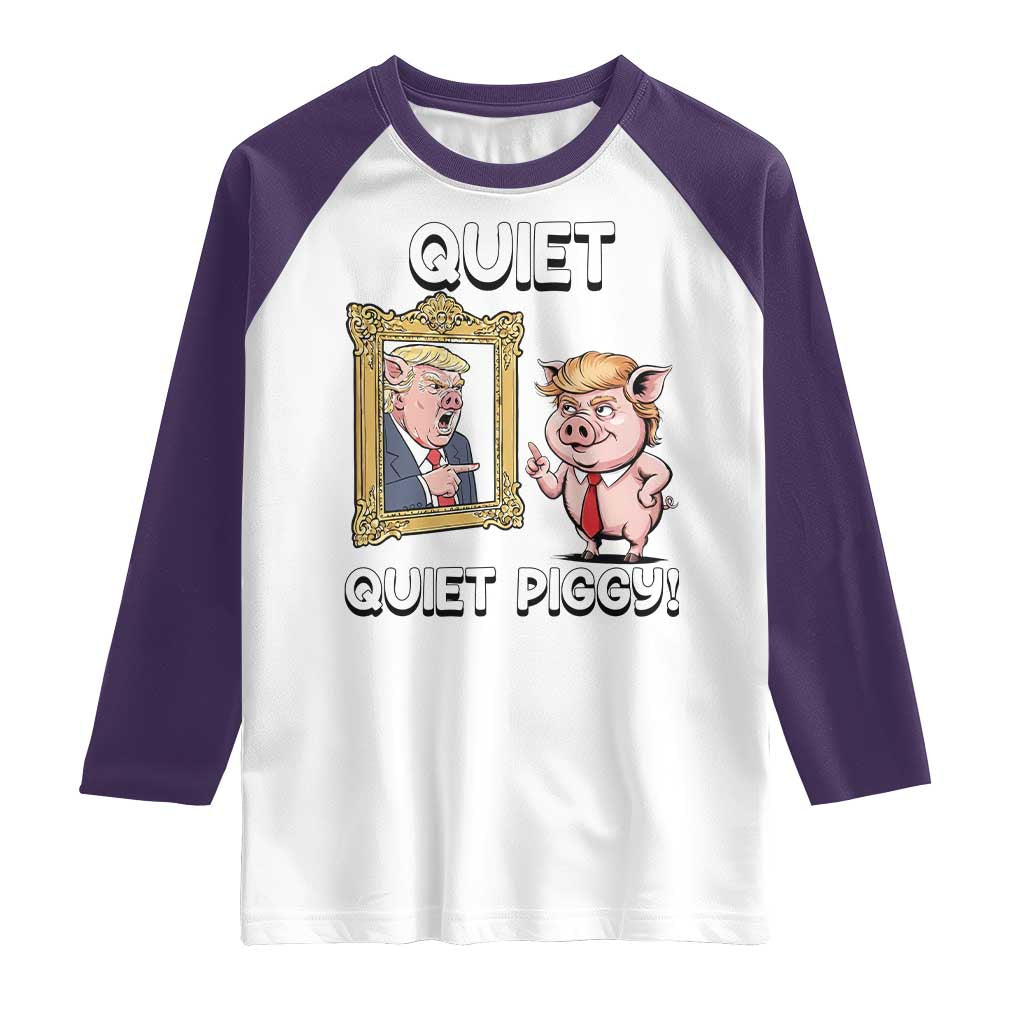 Resistance Movement Quiet Quiet Piggy Raglan Shirt Funny Pig Political - Wonder Print Shop