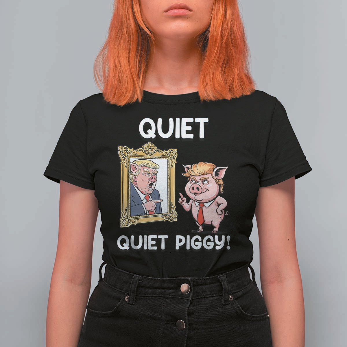 Resistance Movement Quiet Quiet Piggy T Shirt For Women Funny Pig Political - Wonder Print Shop