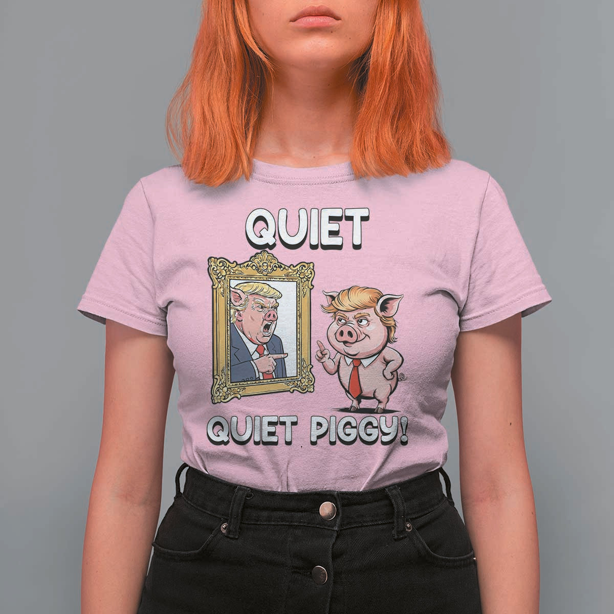 Resistance Movement Quiet Quiet Piggy T Shirt For Women Funny Pig Political - Wonder Print Shop