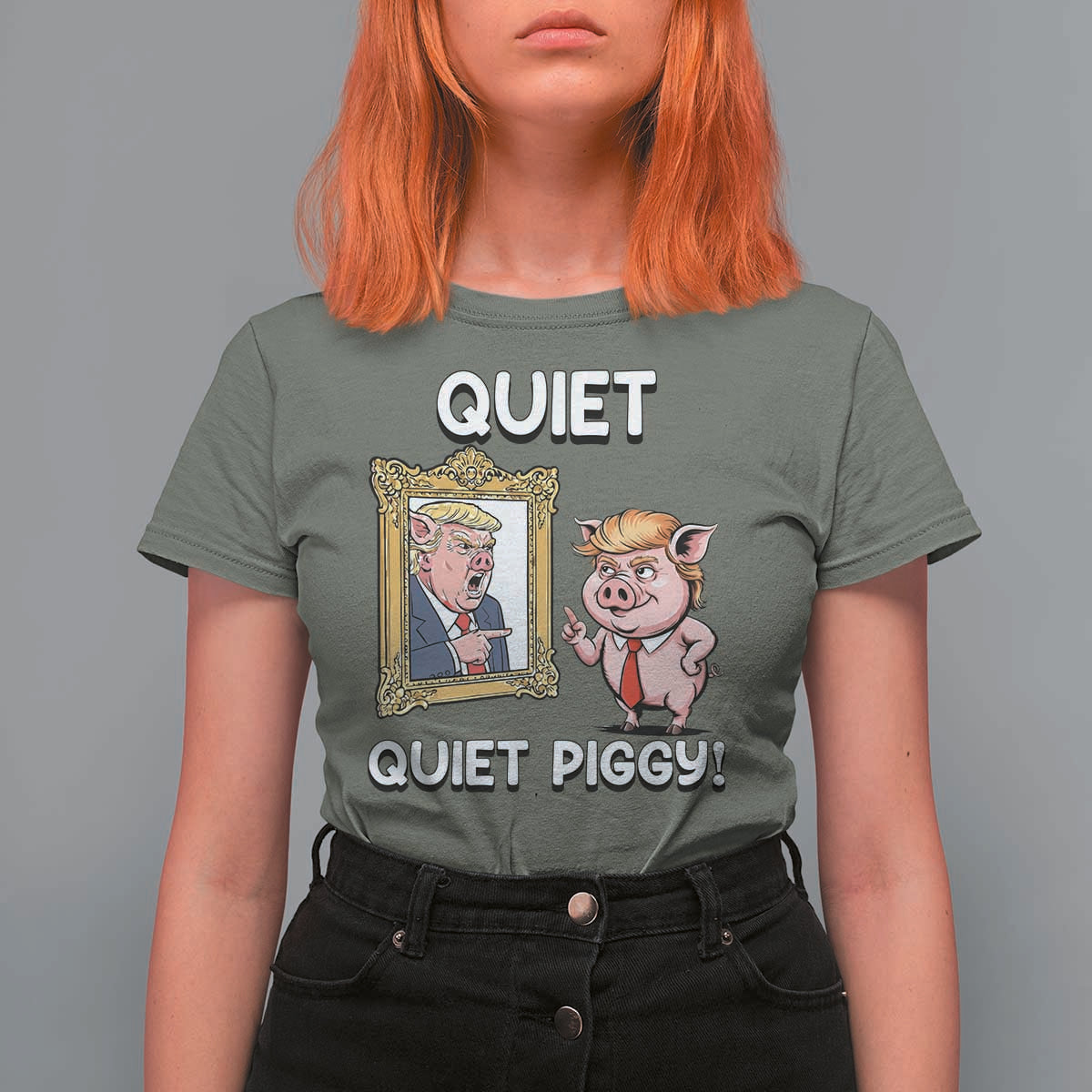 Resistance Movement Quiet Quiet Piggy T Shirt For Women Funny Pig Political - Wonder Print Shop