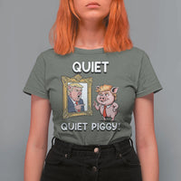 Resistance Movement Quiet Quiet Piggy T Shirt For Women Funny Pig Political - Wonder Print Shop