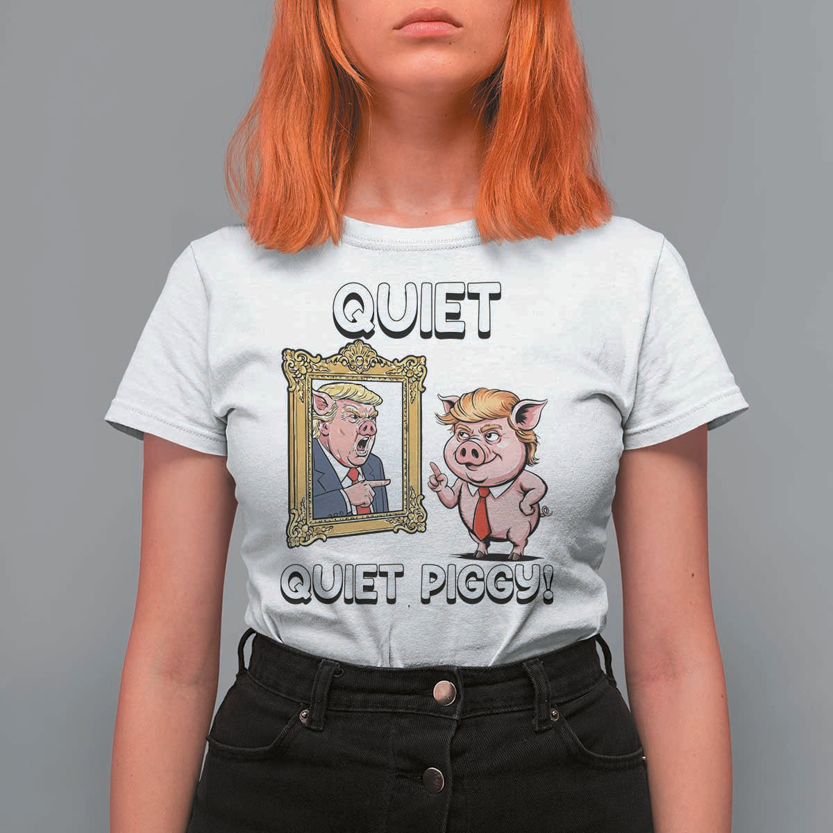 Resistance Movement Quiet Quiet Piggy T Shirt For Women Funny Pig Political - Wonder Print Shop