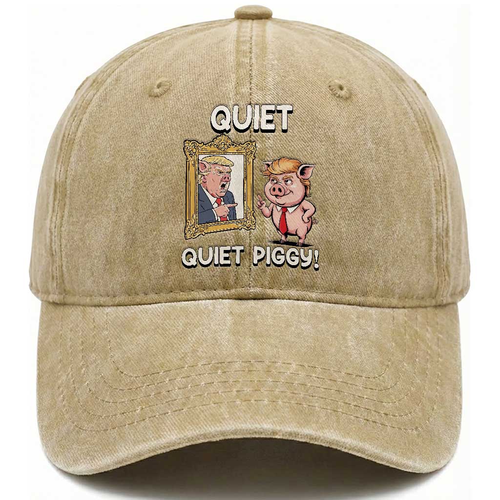 Resistance Movement Quiet Quiet Piggy Washed Cotton Baseball Cap Funny Pig Political