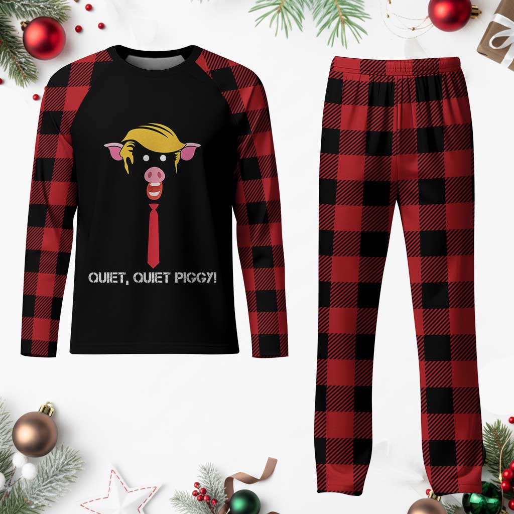 Quiet Quiet Piggy Meme Plaid Pajama Set Anti Authoritarian Political Gag Gift - Wonder Print Shop
