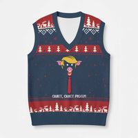 Quiet Quiet Piggy Meme V-Neck Knit Sweater Vest Anti Authoritarian Political Gag Gift - Wonder Print Shop