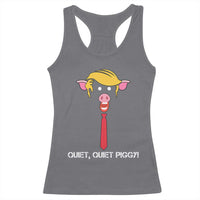 Quiet Quiet Piggy Meme Racerback Tank Top Anti Authoritarian Political Gag Gift - Wonder Print Shop