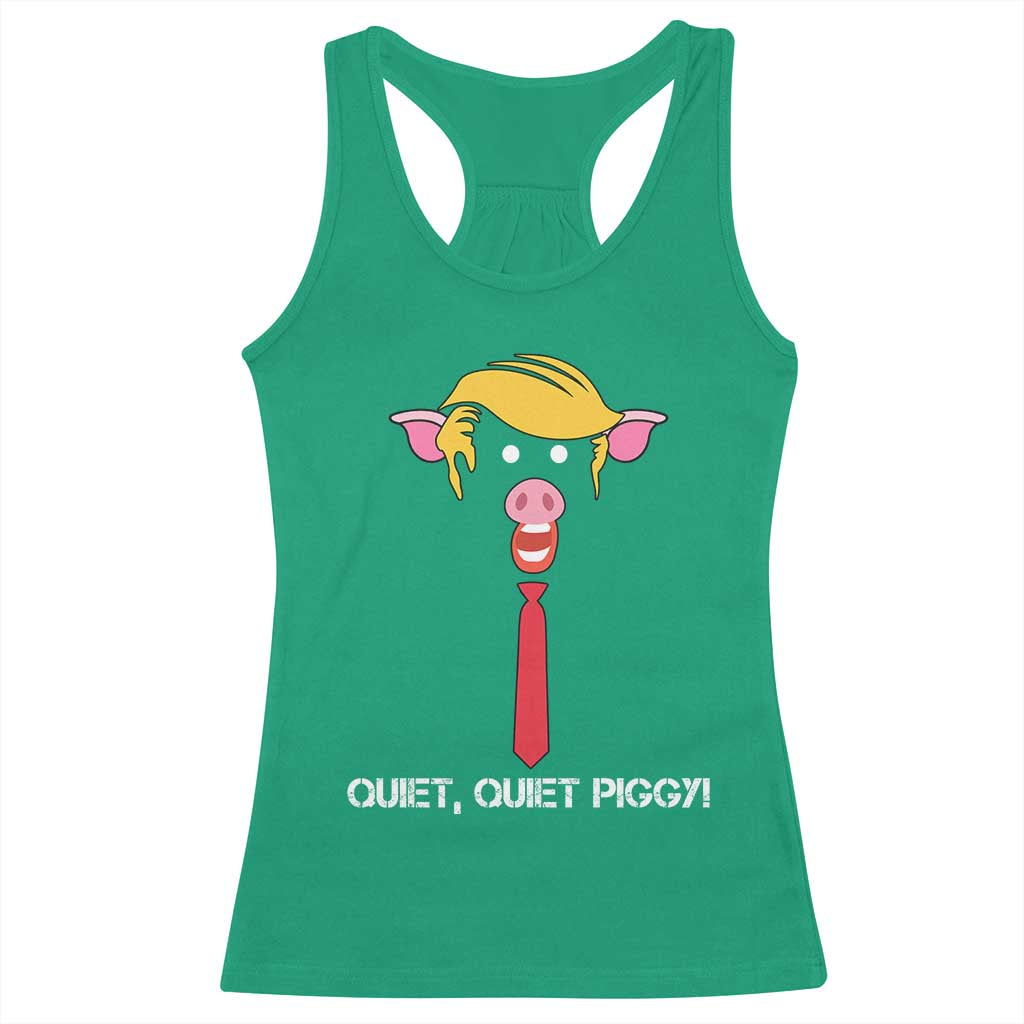 Quiet Quiet Piggy Meme Racerback Tank Top Anti Authoritarian Political Gag Gift - Wonder Print Shop