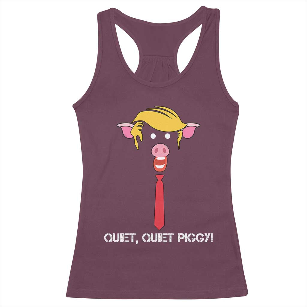 Quiet Quiet Piggy Meme Racerback Tank Top Anti Authoritarian Political Gag Gift - Wonder Print Shop