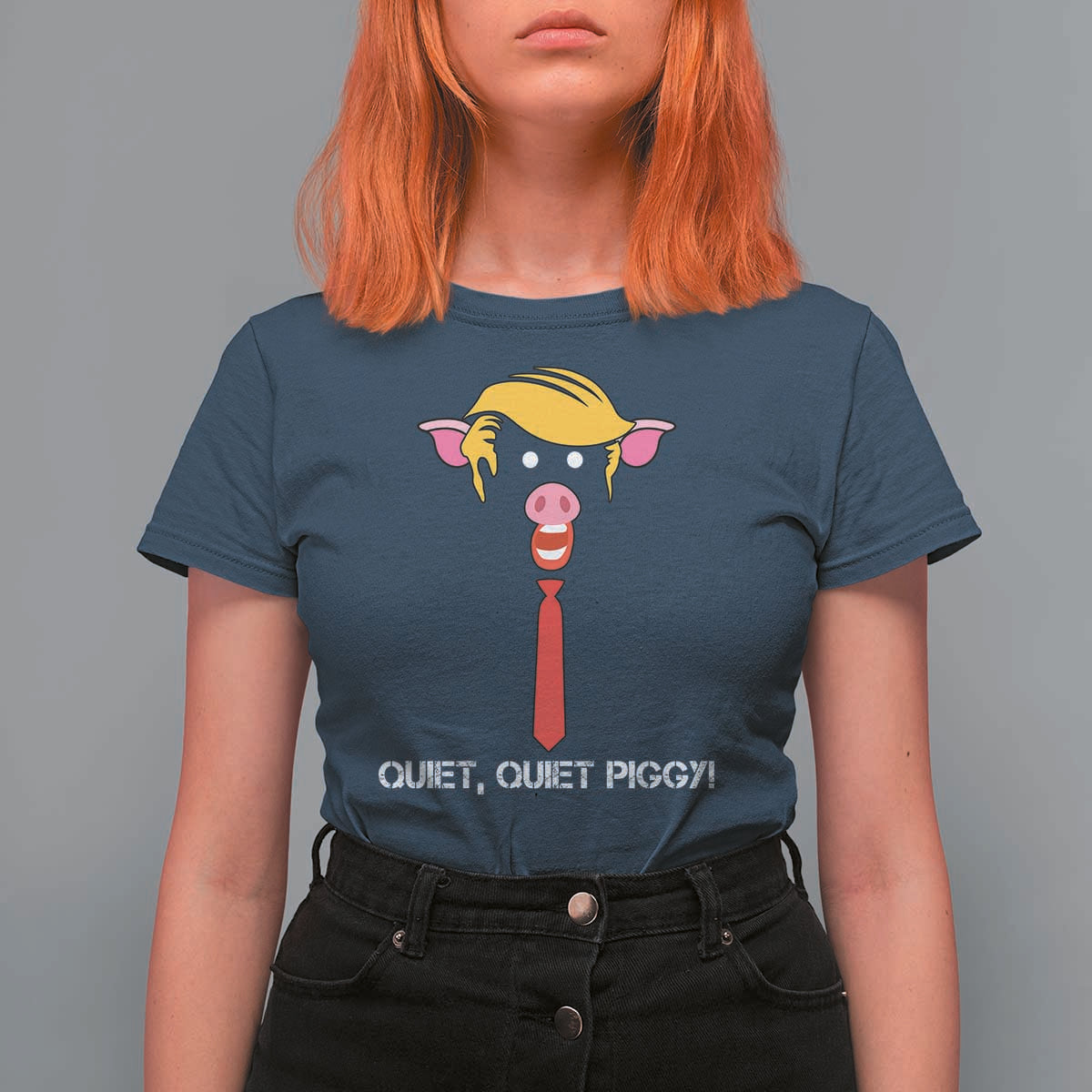 Quiet Quiet Piggy Meme T Shirt For Women Anti Authoritarian Political Gag Gift - Wonder Print Shop