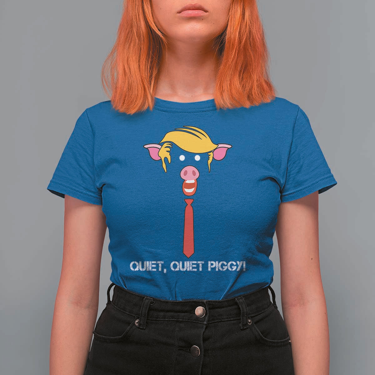 Quiet Quiet Piggy Meme T Shirt For Women Anti Authoritarian Political Gag Gift - Wonder Print Shop