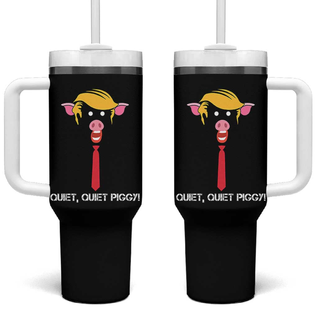 Quiet Quiet Piggy Meme Tumbler With Handle Anti Authoritarian Political Gag Gift - Wonder Print Shop