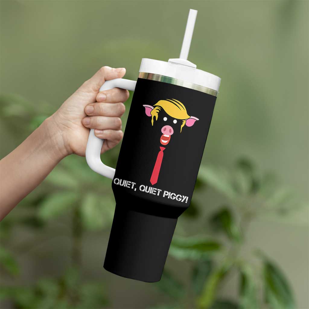 Quiet Quiet Piggy Meme Tumbler With Handle Anti Authoritarian Political Gag Gift - Wonder Print Shop