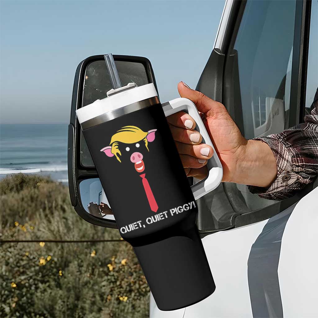 Quiet Quiet Piggy Meme Tumbler With Handle Anti Authoritarian Political Gag Gift - Wonder Print Shop
