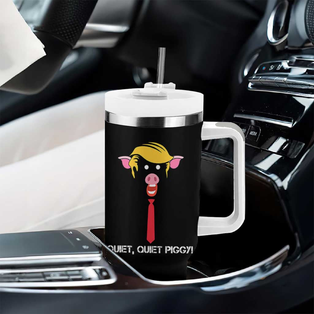 Quiet Quiet Piggy Meme Tumbler With Handle Anti Authoritarian Political Gag Gift - Wonder Print Shop
