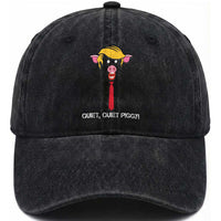 Quiet Quiet Piggy Meme Washed Cotton Baseball Cap Anti Authoritarian Political Gag Gift