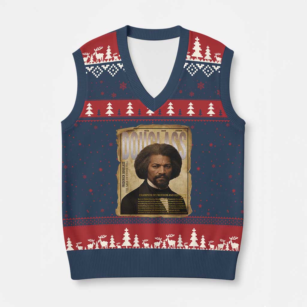 Frederick Douglass Historical Newspaper V-Neck Knit Sweater Vest The Sage Of Cedar Hill - Wonder Print Shop