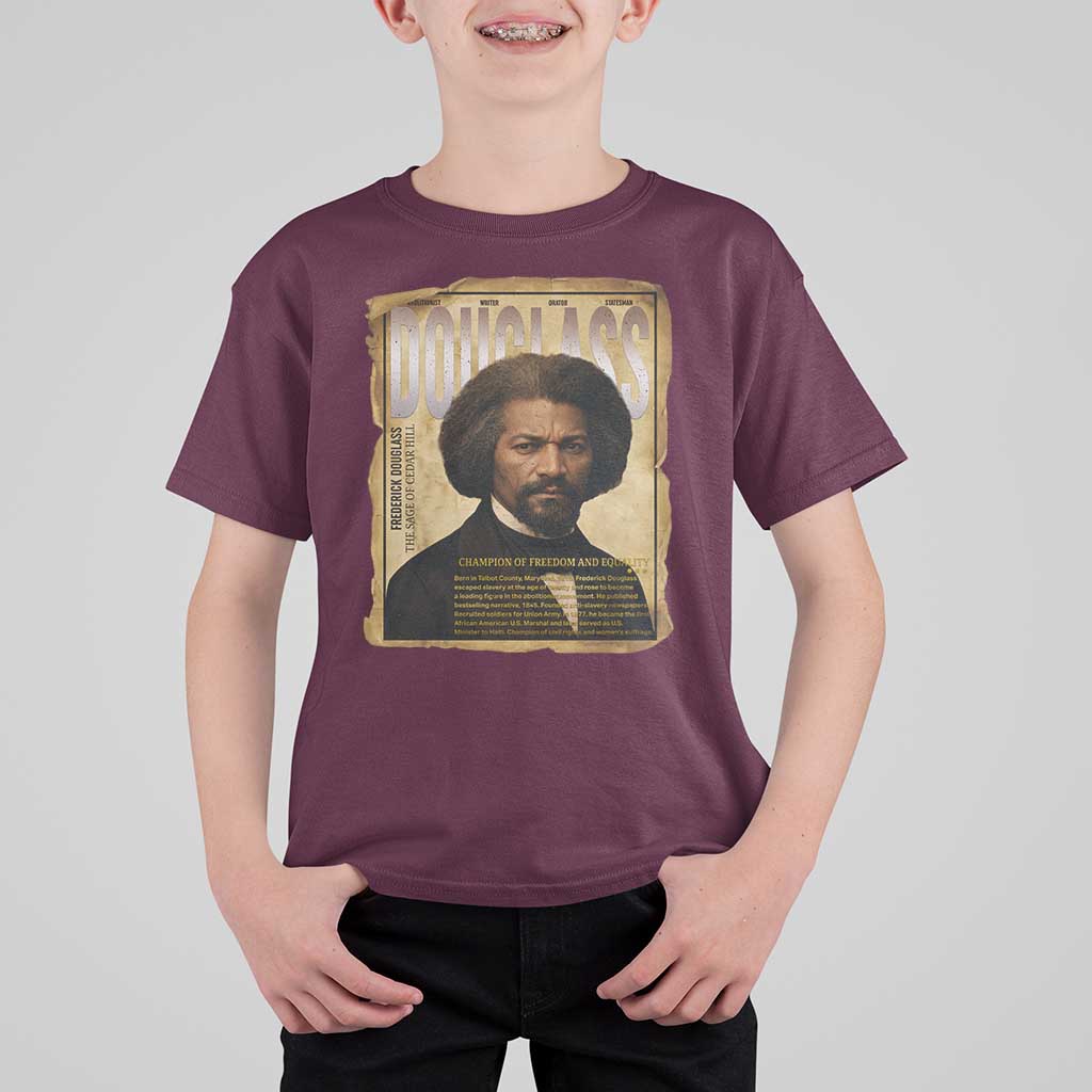 Frederick Douglass Historical Newspaper T Shirt For Kid The Sage Of Cedar Hill - Wonder Print Shop