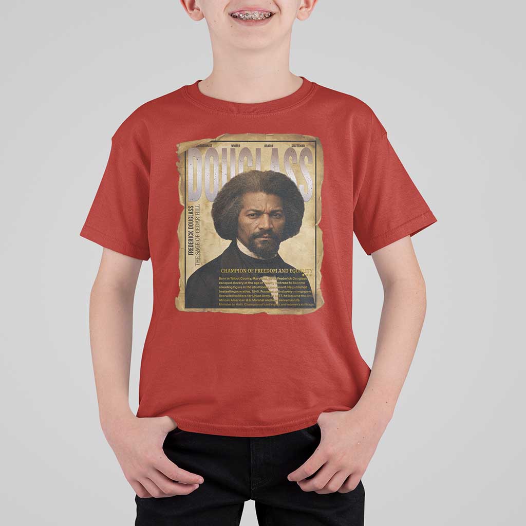 Frederick Douglass Historical Newspaper T Shirt For Kid The Sage Of Cedar Hill - Wonder Print Shop