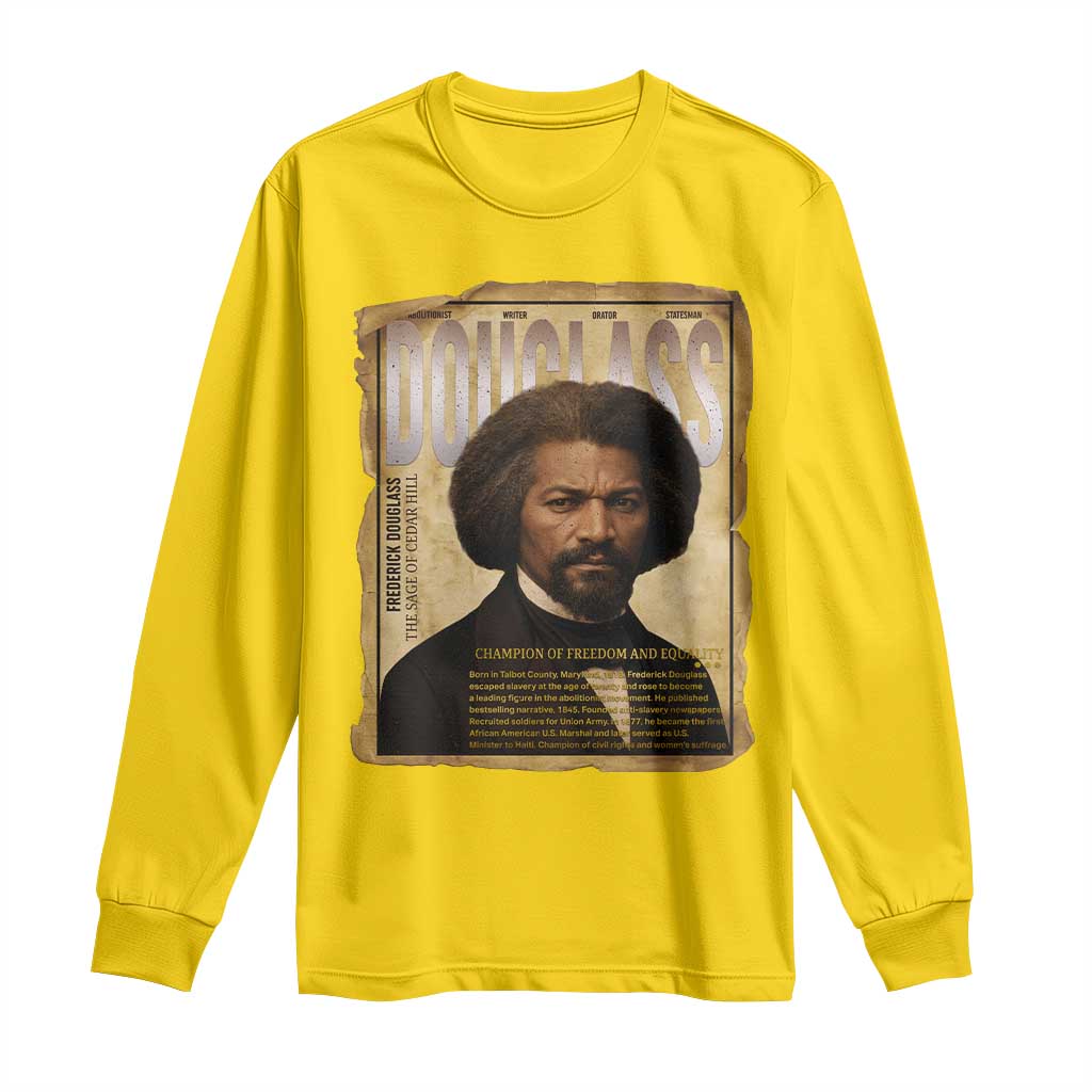 Frederick Douglass Historical Newspaper Long Sleeve Shirt The Sage Of Cedar Hill - Wonder Print Shop
