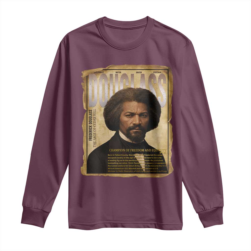 Frederick Douglass Historical Newspaper Long Sleeve Shirt The Sage Of Cedar Hill - Wonder Print Shop