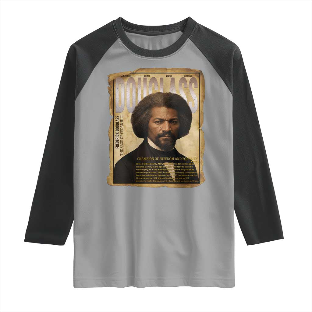 Frederick Douglass Historical Newspaper Raglan Shirt The Sage Of Cedar Hill - Wonder Print Shop