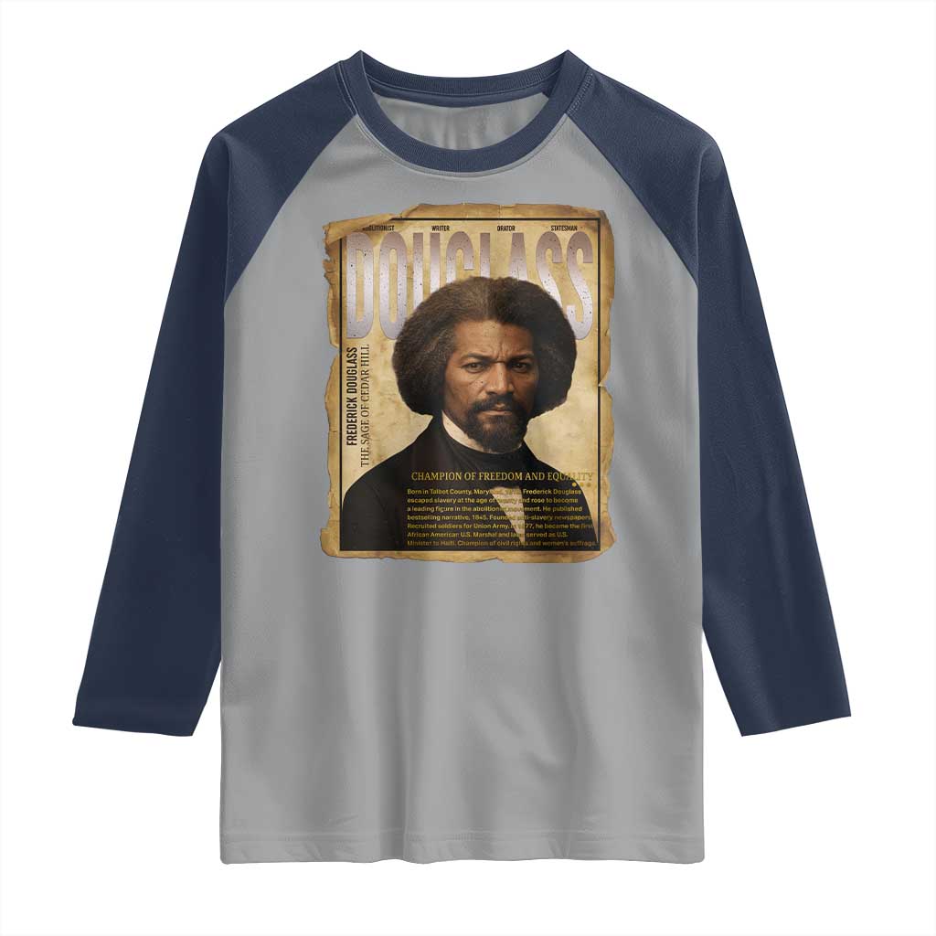 Frederick Douglass Historical Newspaper Raglan Shirt The Sage Of Cedar Hill - Wonder Print Shop