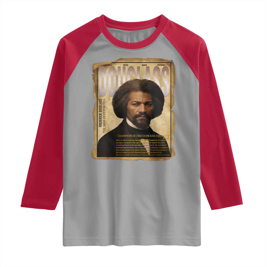 Frederick Douglass Historical Newspaper Raglan Shirt The Sage Of Cedar Hill - Wonder Print Shop