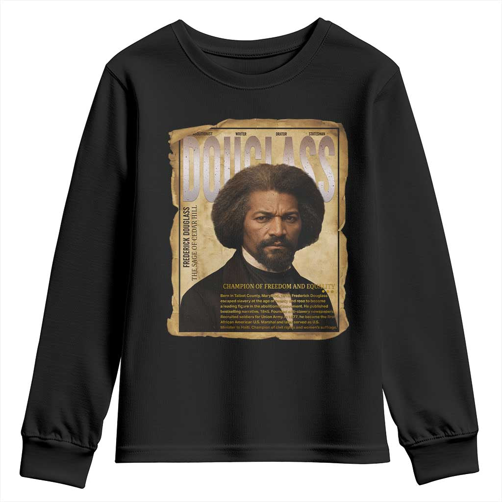 Frederick Douglass Historical Newspaper Youth Sweatshirt The Sage Of Cedar Hill - Wonder Print Shop