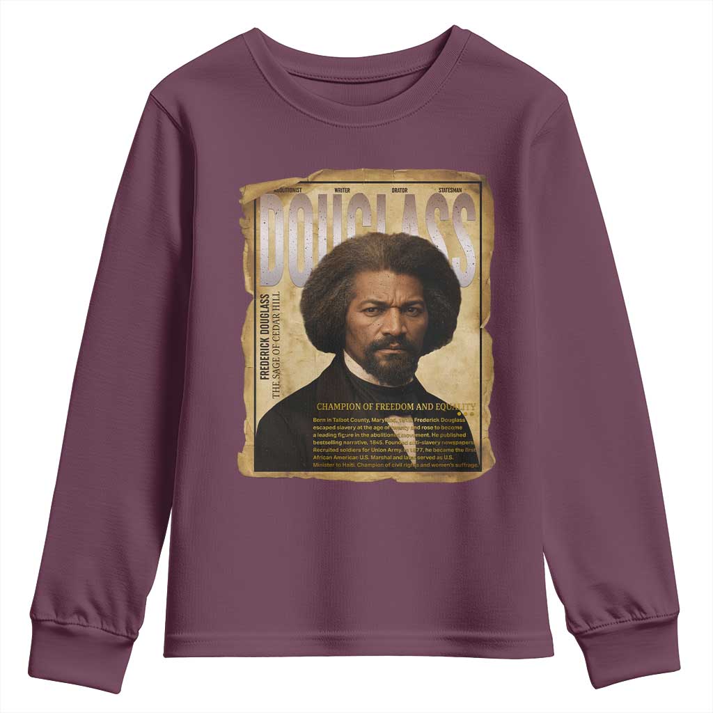 Frederick Douglass Historical Newspaper Youth Sweatshirt The Sage Of Cedar Hill - Wonder Print Shop