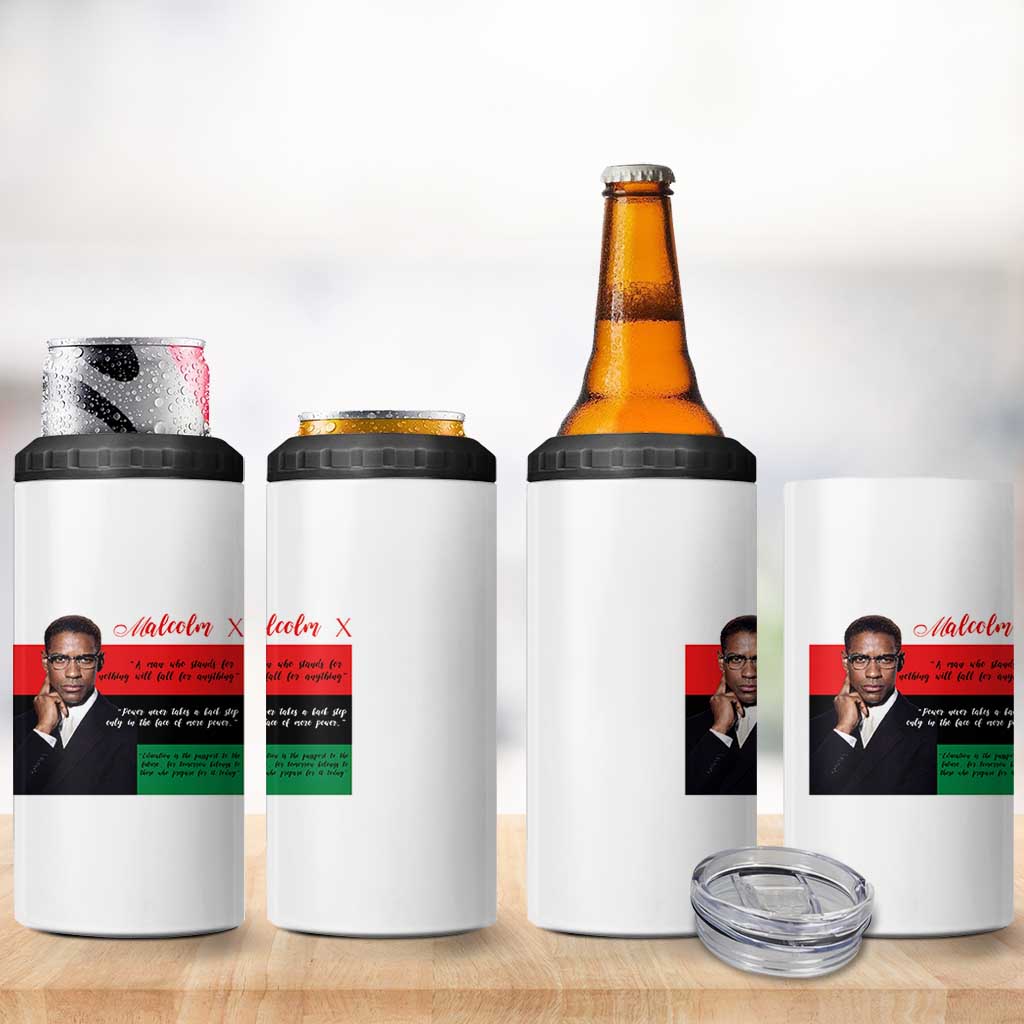 Motivational Malcolm X Quote 4 in 1 Can Cooler Tumbler Black History Month Gift - Wonder Print Shop