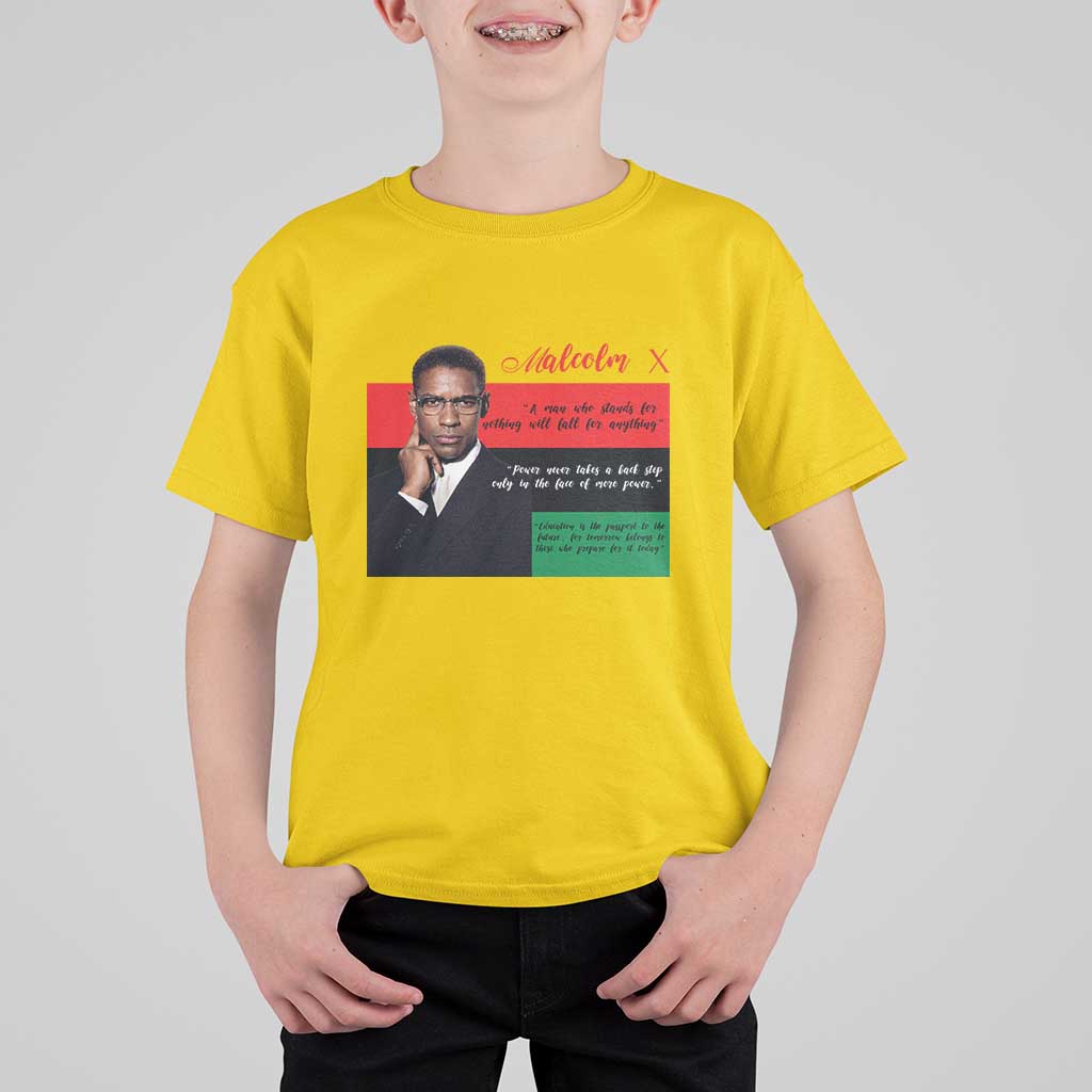 Motivational Malcolm X Quote T Shirt For Kid Black History Month Gift - Wonder Print Shop