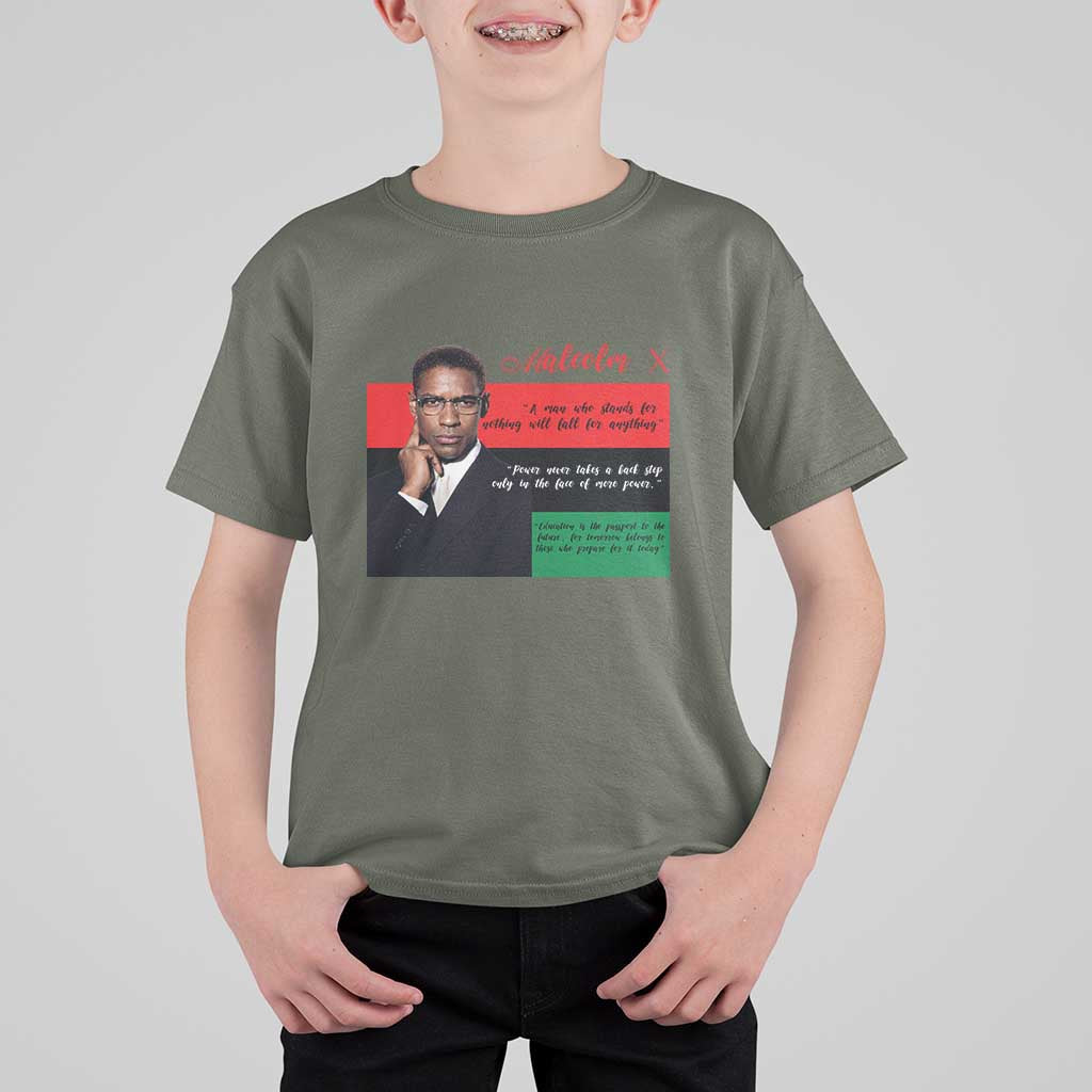 Motivational Malcolm X Quote T Shirt For Kid Black History Month Gift - Wonder Print Shop