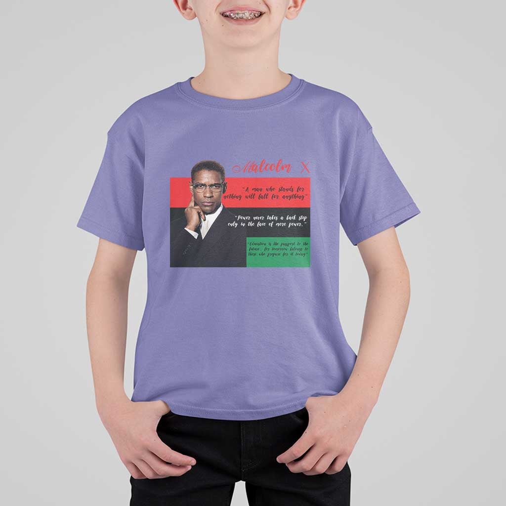 Motivational Malcolm X Quote T Shirt For Kid Black History Month Gift - Wonder Print Shop