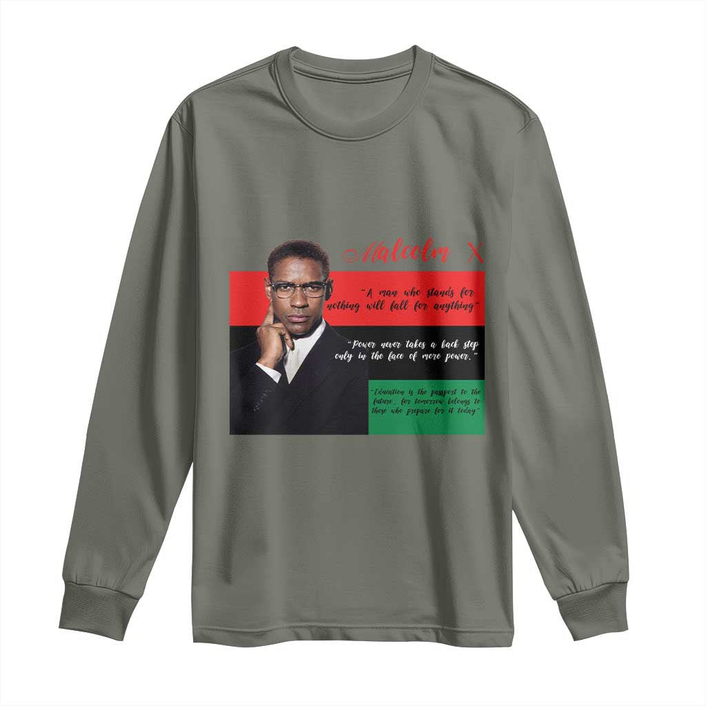 Motivational Malcolm X Quote Long Sleeve Shirt Black History Month Gift - Wonder Print Shop