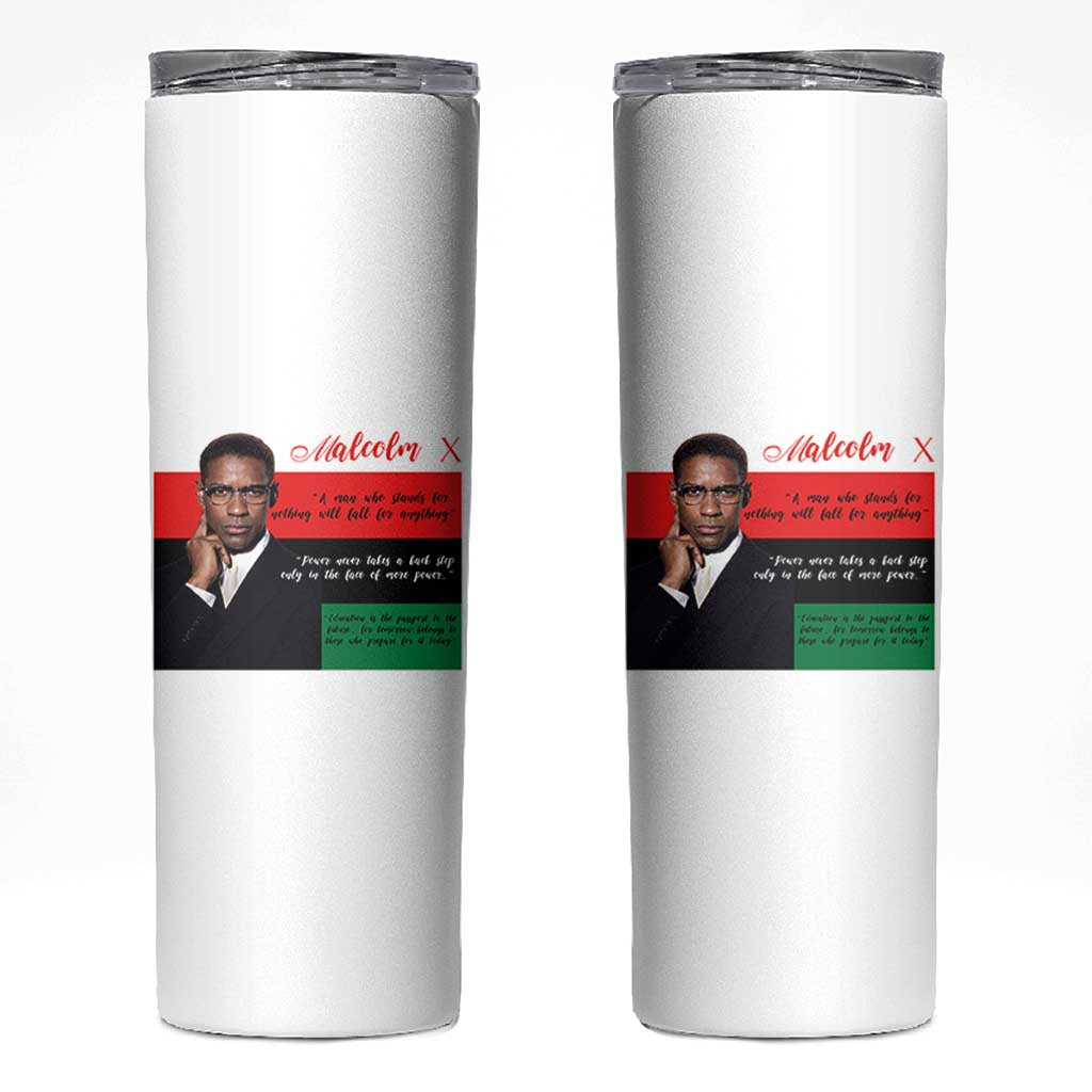 Motivational Malcolm X Quote Skinny Tumbler Black History Month Gift - Wonder Print Shop