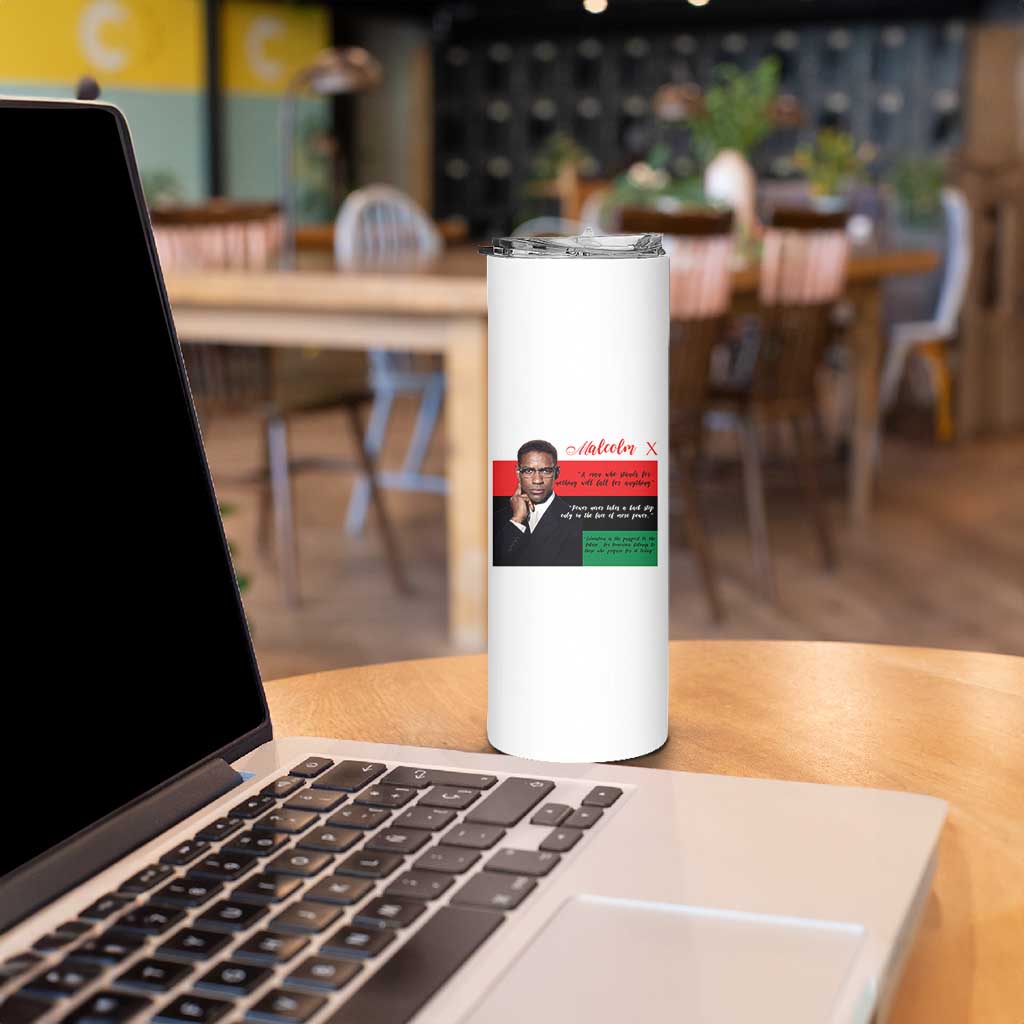 Motivational Malcolm X Quote Skinny Tumbler Black History Month Gift - Wonder Print Shop