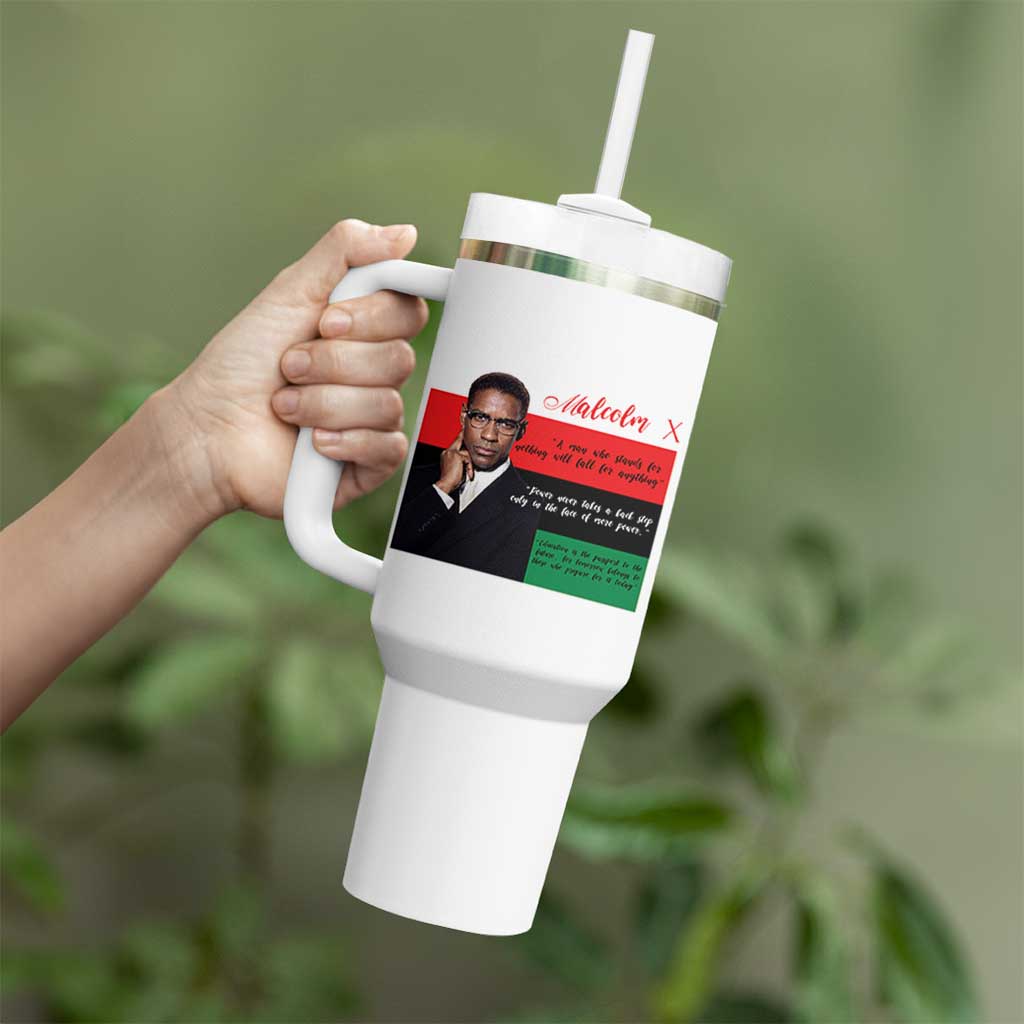 Motivational Malcolm X Quote Tumbler With Handle Black History Month Gift - Wonder Print Shop