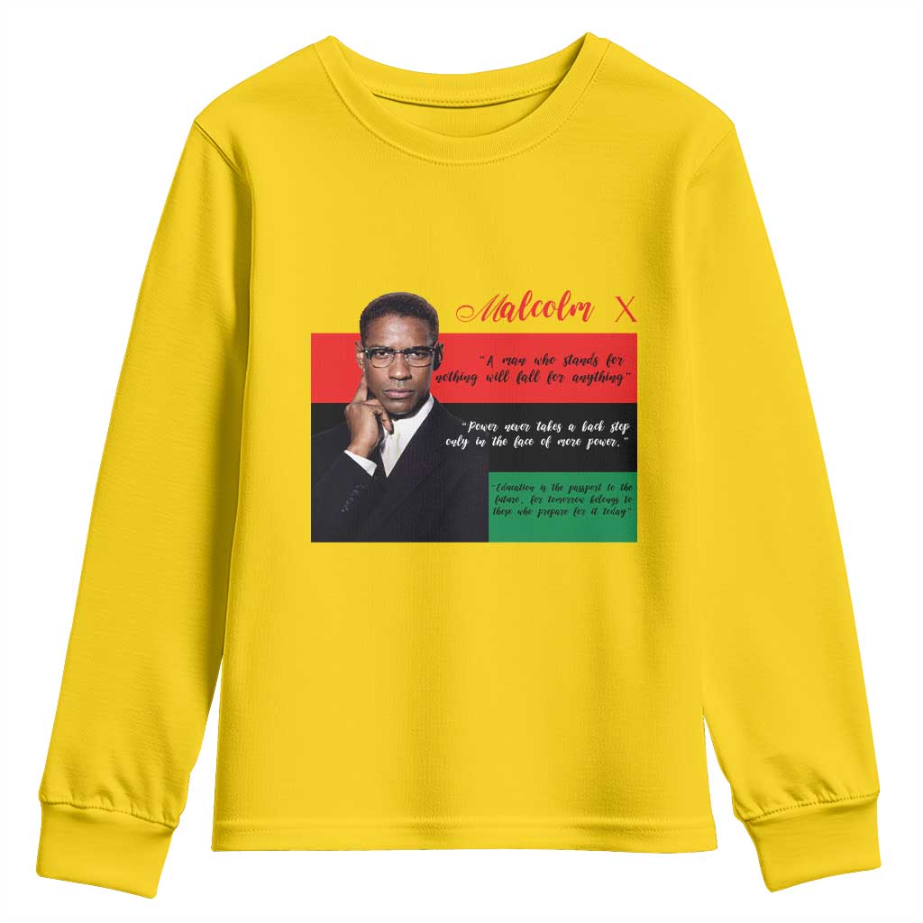 Motivational Malcolm X Quote Youth Sweatshirt Black History Month Gift - Wonder Print Shop