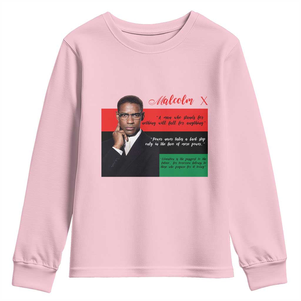 Motivational Malcolm X Quote Youth Sweatshirt Black History Month Gift - Wonder Print Shop