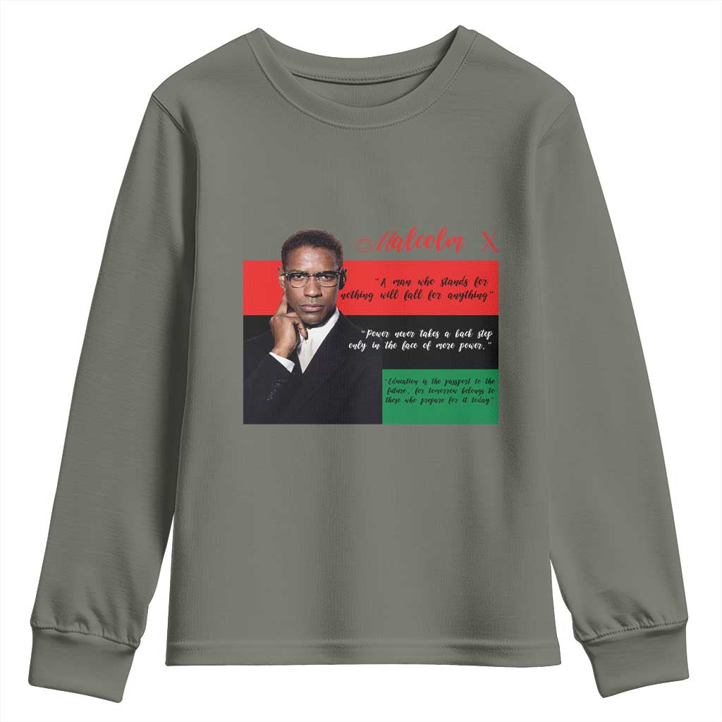 Motivational Malcolm X Quote Youth Sweatshirt Black History Month Gift - Wonder Print Shop