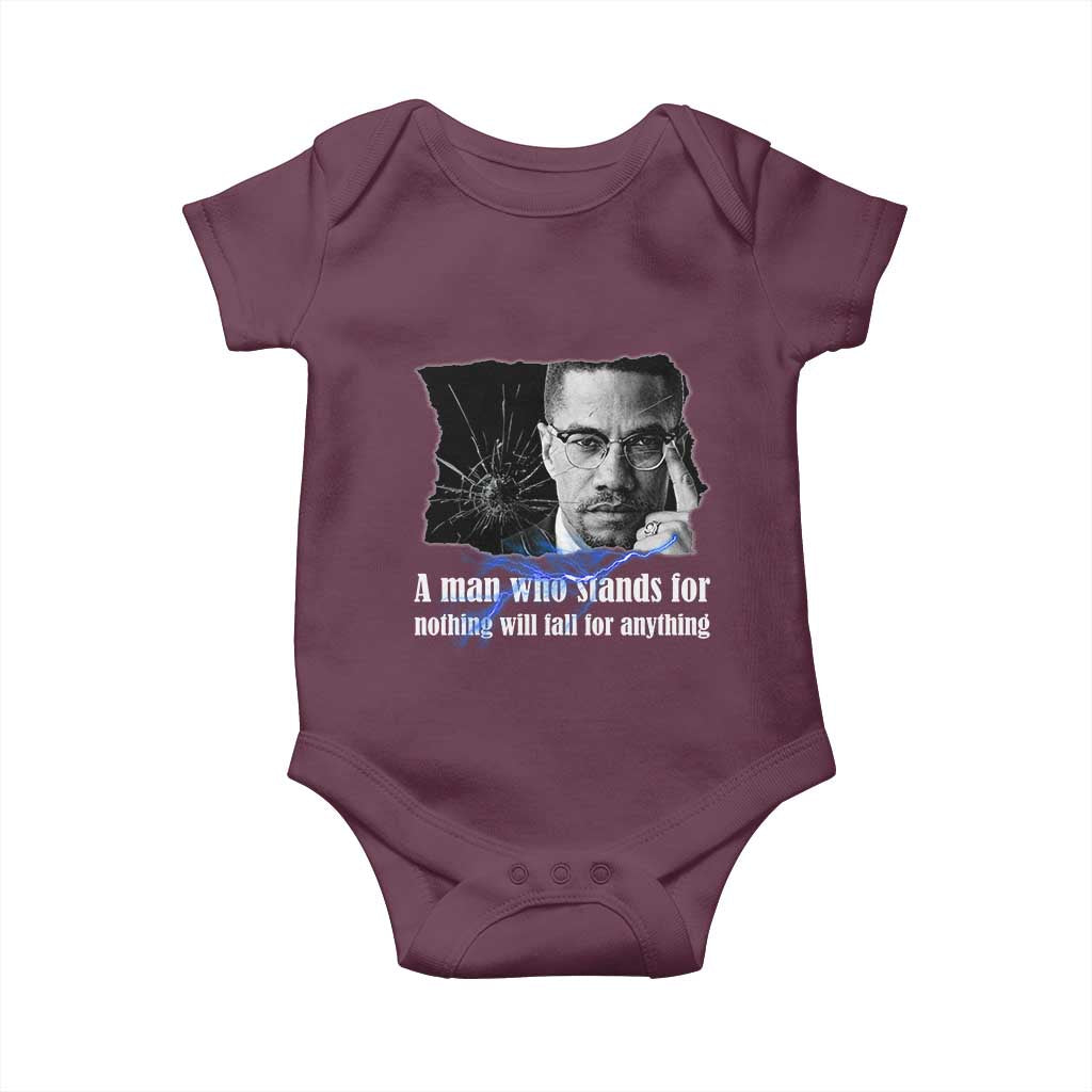 Malcolm X Quote Baby Onesie A Man Who Stands For Nothing Will Fall - Wonder Print Shop