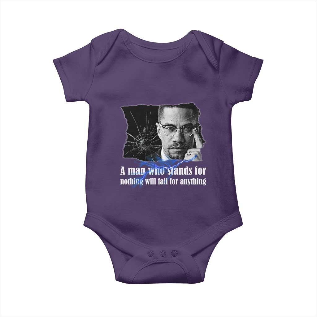 Malcolm X Quote Baby Onesie A Man Who Stands For Nothing Will Fall - Wonder Print Shop