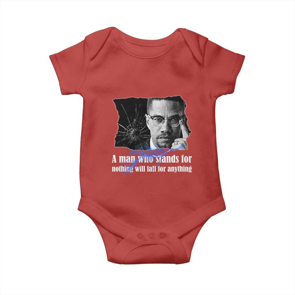 Malcolm X Quote Baby Onesie A Man Who Stands For Nothing Will Fall - Wonder Print Shop